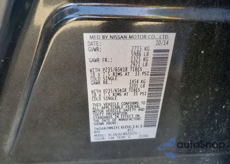 2015 Nissan Pathfinder S z USA, uszkodzony, nr VIN 5N1AR2MN1FC606163